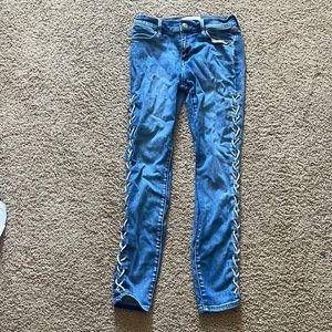 PacSun super stretch white stitching jeans